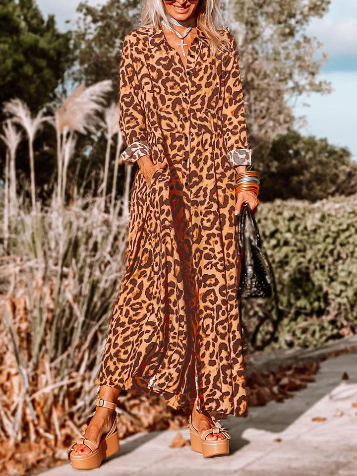 PREORDER Leopard Buttoned Maxi Dress