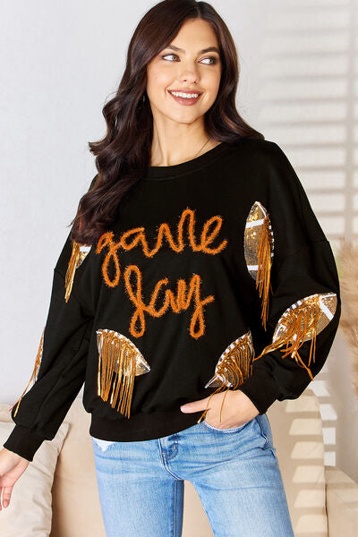 Preorder Football Sequin Round Neck Sweatshirt